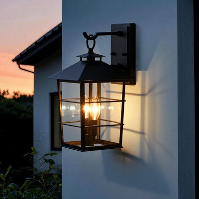 Lanterne murale d'extérieur à 15 lumières H 15,5 "noire 