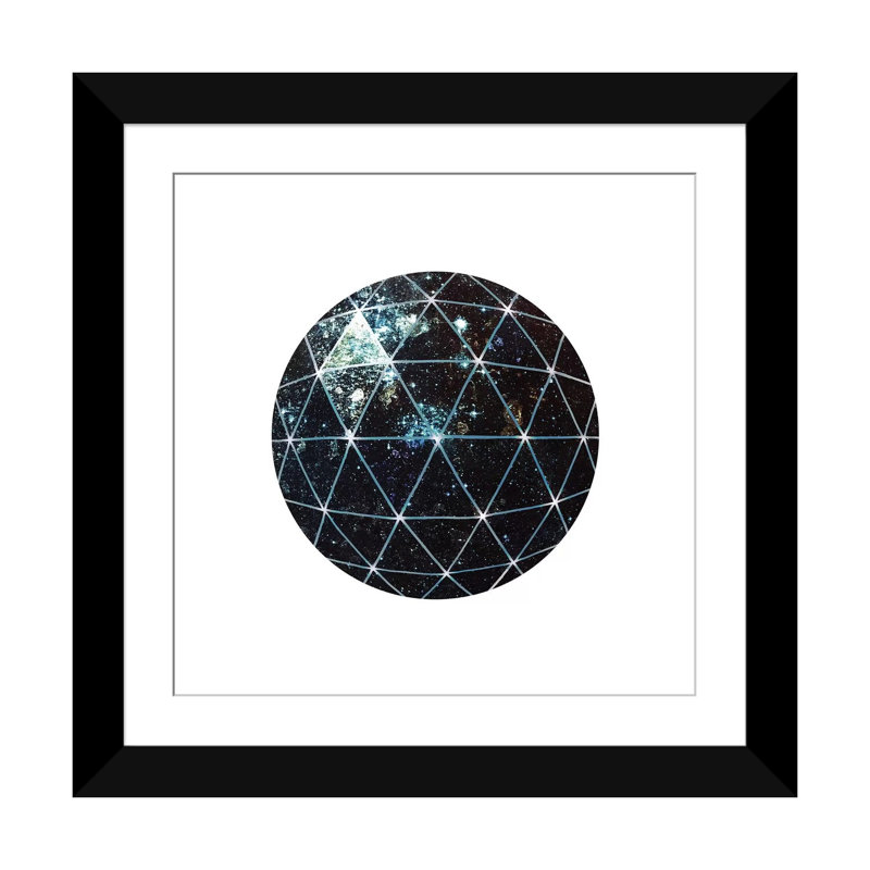 « galaxy géodésique », impression sur toile, H 16 po x l 16 po x P 1 po, Papier d'art encadré noir, Blanc