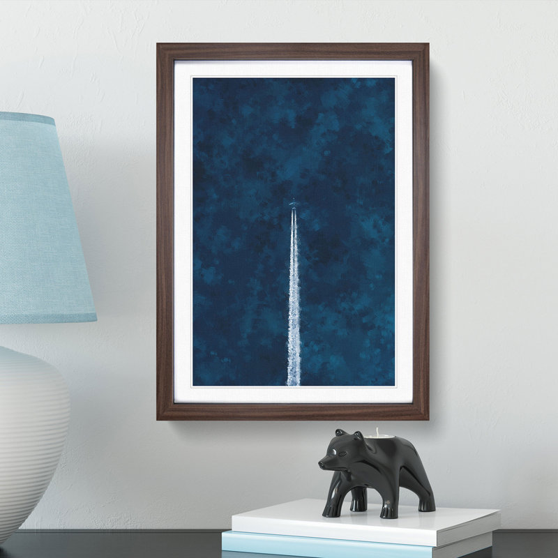 Contrails from the Airplane - Picture Frame Painting Print, 45cm H x 33cm W x 2cm D, Walnut Framed