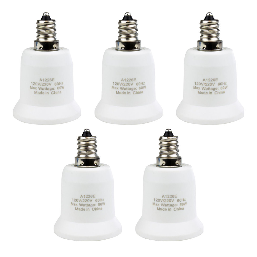 Candelabra to Standard Light Bulb Socket Adapter (Set of 5) Newhouse Lighting