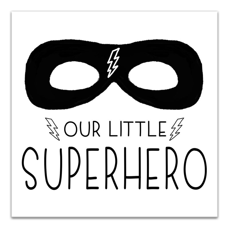 « notre little superhero », art encadré Mancini, Toile tendue, H 12 po x l 12 po x P 1,25 po