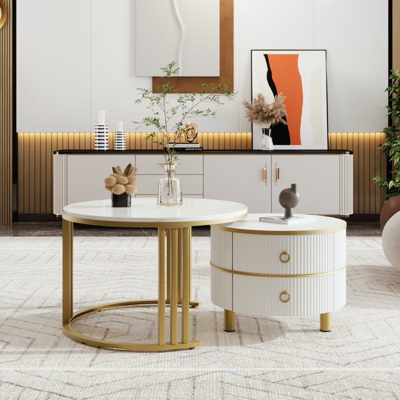 Coffee Table with Storage, White