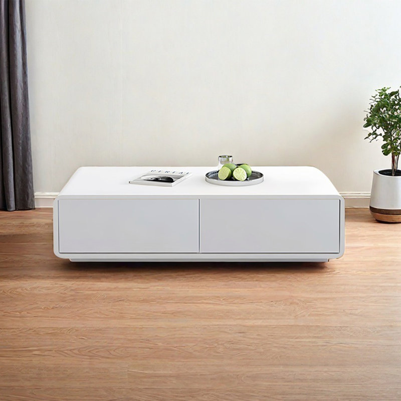 Table de salon moderne et simple rectangulaire, Blanc, H 13,8 po x L 51,2 po x l 27,6 po, Blanc / Blanc