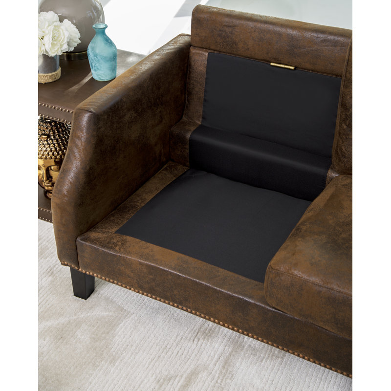Braxton Upholstered L-Shaped Sectional Reversible, Distressed Brown Polyester