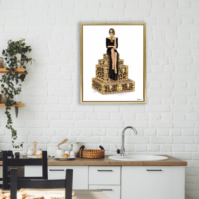 Stylish Gal and Suitcases Floating Frame, design by Ziwei Li