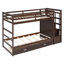 Lit superposé simple au-dessus de simple avec 2 tiroirs et escalier, maximisant l'espace et la sécurité pour les soirées pyjama en famille (sans matelas)-69568455