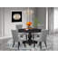 L'ensemble de table de salle à manger 5 pièces se compose d'une table ronde de 54 po avec piédestal et 4 chaises Parson en polyester gris clair, noir sablé-2126418878-2126418872