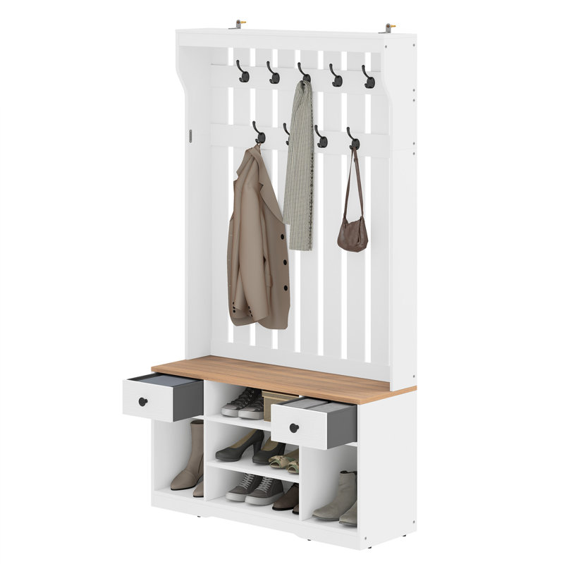Hall Tree 100cm Wide with Bench and Shoe Storage