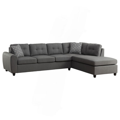 Balta Grey 2-Piece Loose Back Sectional With Ottoman