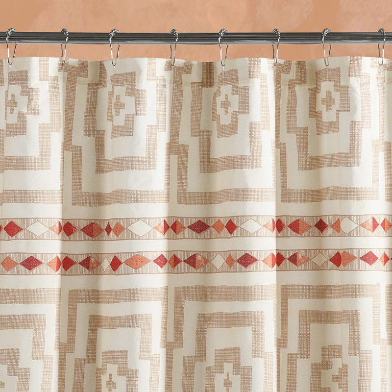 Hypnotic Geometric Single Shower Curtain, Cream