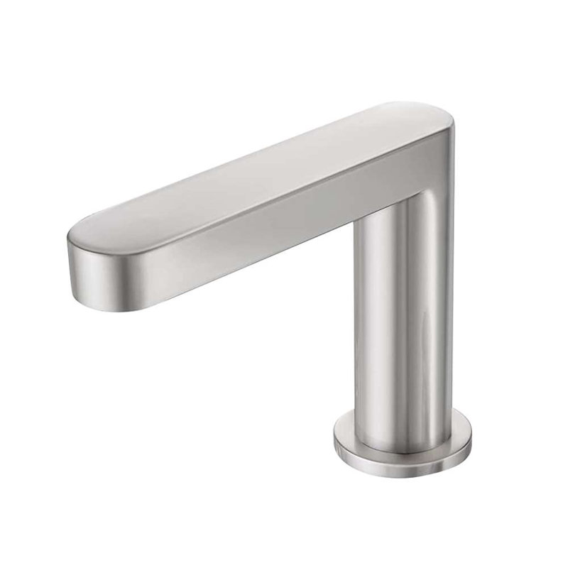 Robinet à détecteur de mouvement sans contact BathSelect, finition nickel brossé, corps en laiton massif, fixation sur plateau