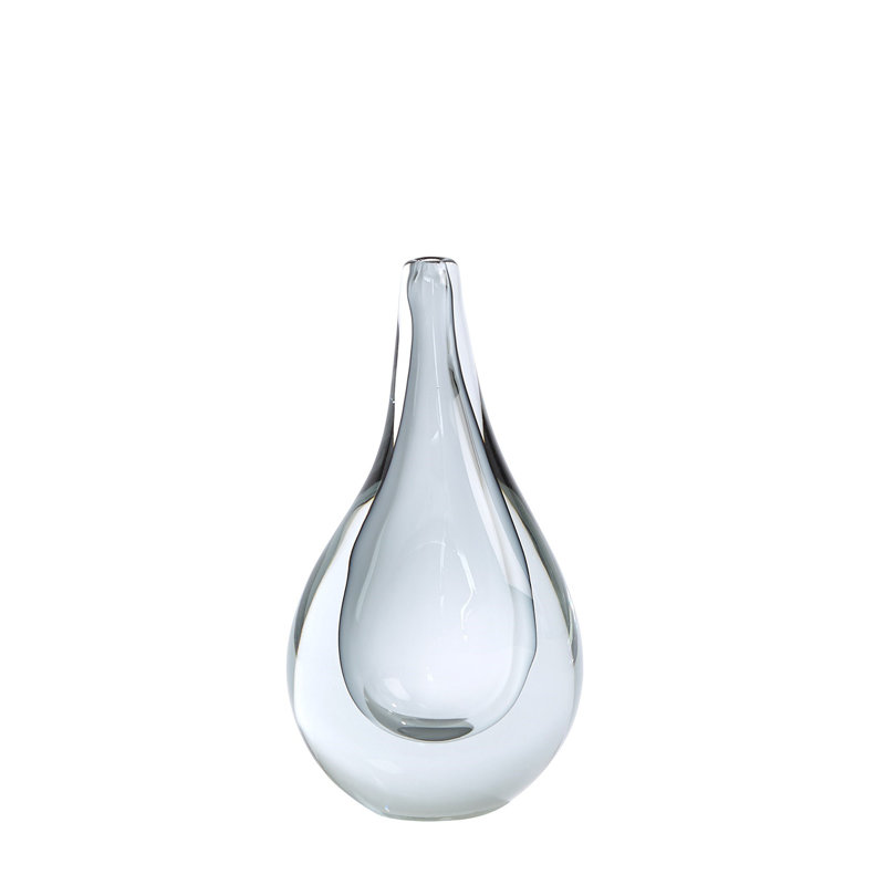 Vase de table en verre fait à la main, H 11 po x l 6 po x P 3,5 po