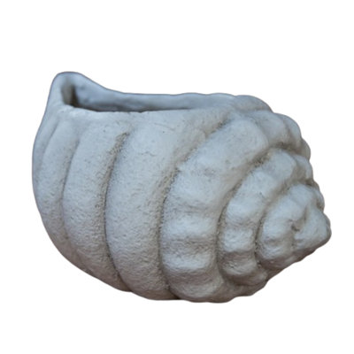 Fiberglass Conch Planter Finished In Milky White