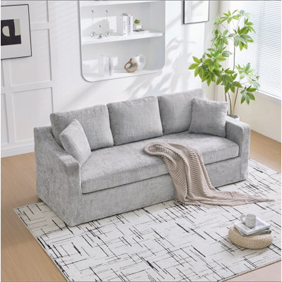 83.86" Wide Modern Casual Sofa, Chenille Fabric, Deep Seat, Three-Seater, With Removable Upholstery Cover, Suitable For Living Room, Bedroom, Apartment.