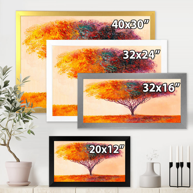 «Landscape Colorful Abstract Tree Impressionist», reproduction sur toile, Toile blanche encadrée, H 30 po x l 40 po x 1,5 po