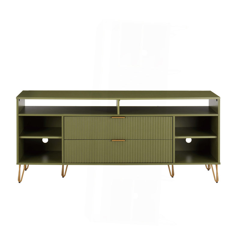Meuble télé vert olive, H 26,77 po x L 62,99 po x l 17,99 po, Vert olive