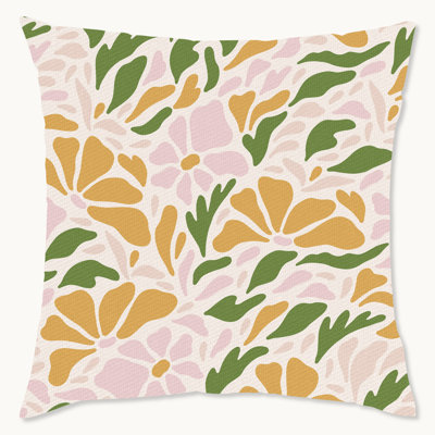 Floral Polyester Indoor/Outdoor Throw Pillow