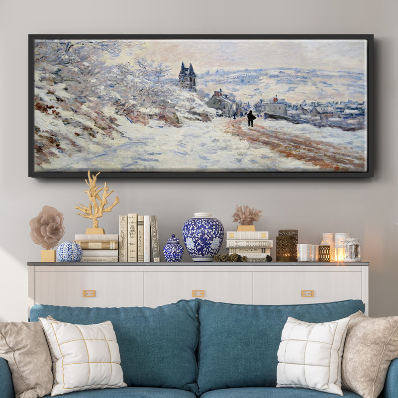 «The Road to Vetheuil, Snow Effect» - Toile encadrée