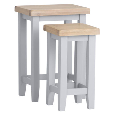 Easton Solid Wood with Oak Veneer Nesting Side Tables