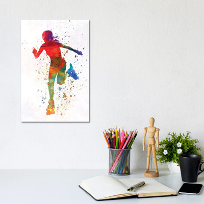 Woman in Roller Skates 12 in Watercolour 1 Piece Wrapped Canvas Painting
