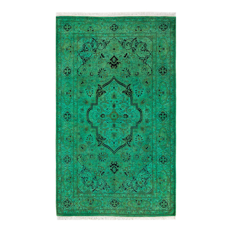 Yoshua One-of-a-Kind 3' X 5' New Age Wool Area Rug Green