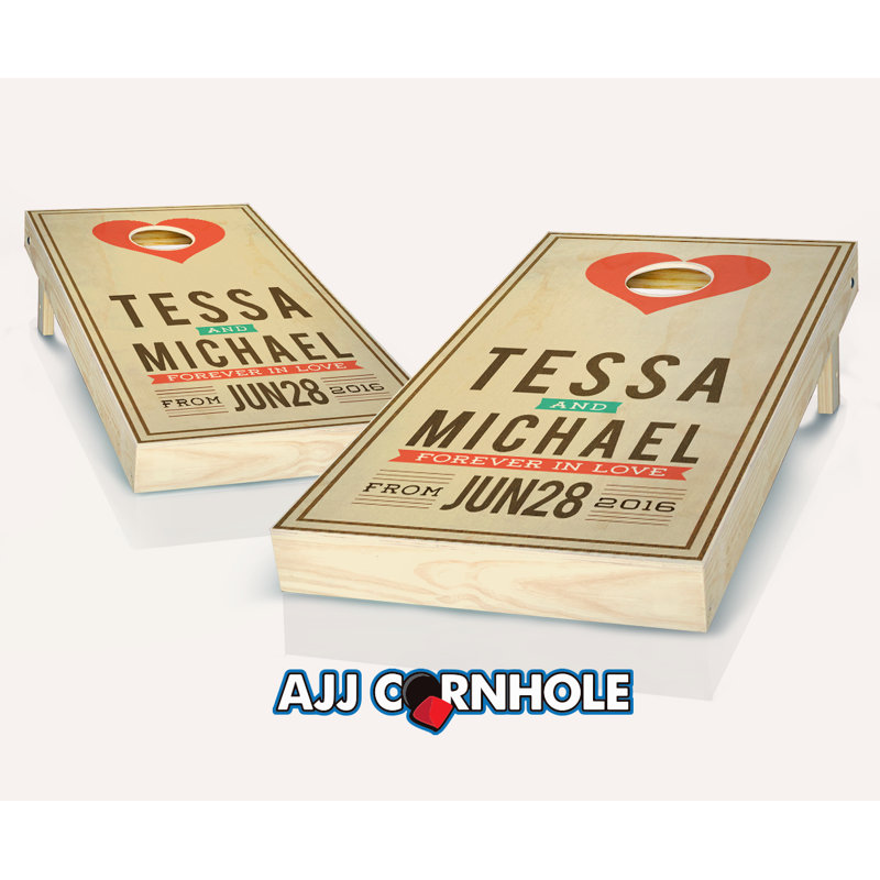 Ensemble de jeu de cornhole teinté mariage 2 'x 4' avec sacs, Rouge / royal