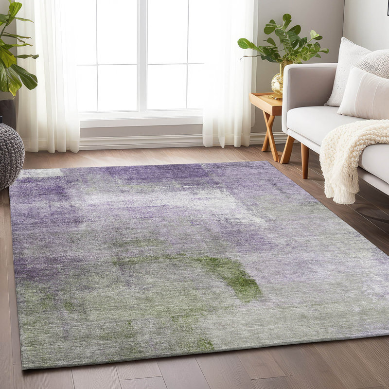 Premium Machine Washable Prisco Purple Rug, Rectangle 10' x 14'