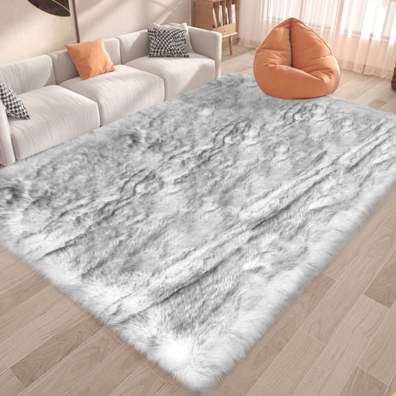Sheepskin Abstract Indoor Rug, Rectangle 6'7" x 10'