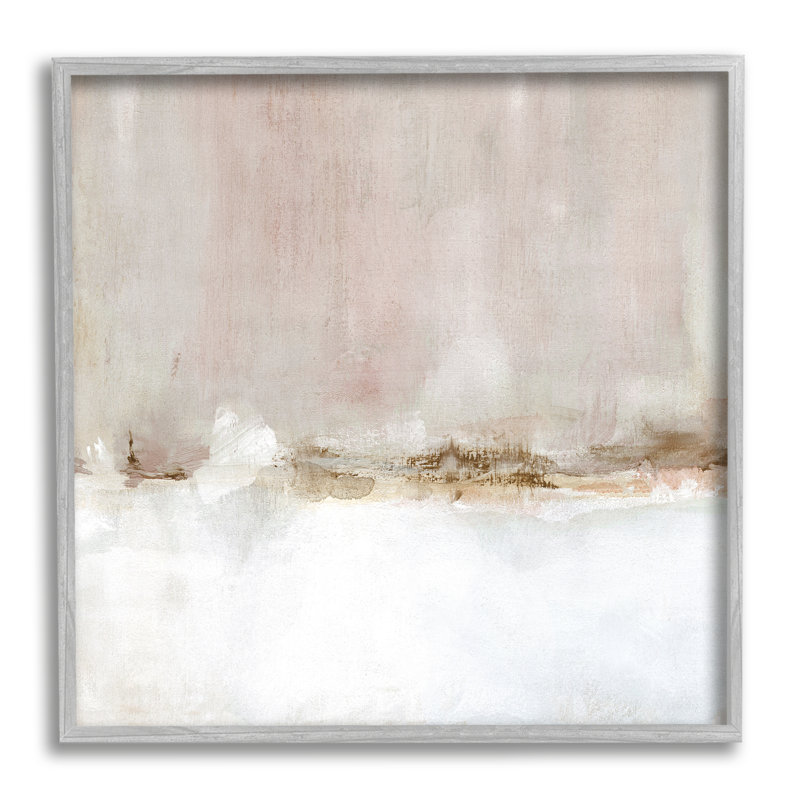 Ba-227 - Paysage de neige abstrait encadré, Estampe numérique Farmhouse, H 12 po x l 12 po x P 1,5 po