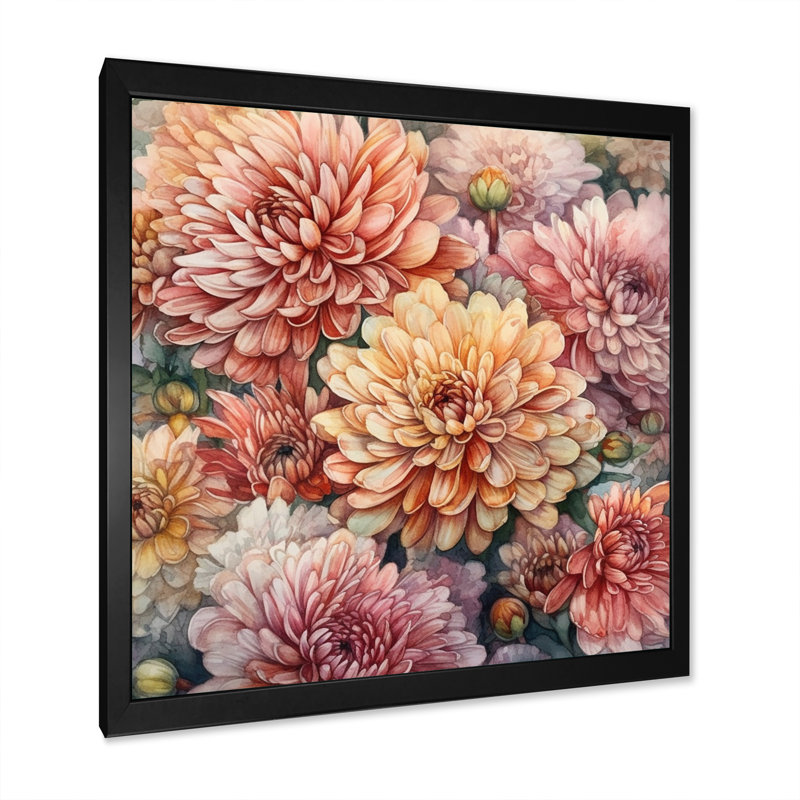 Ruard Chrysanthemum Scenery I - impression, Cadre photo noir, H 16 po x l 16 po x P 1 po