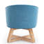 Fauteuil pivotant à 360°, revêtement en lin bleu, base en bois pour la décoration du salon, chambre en bois massif