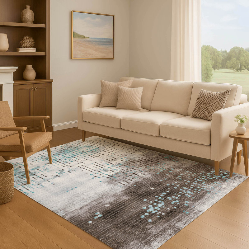 Tapis géométrique de qualité supérieure lavable à la machine Mouton, Rectangle 10 pi x 14 pi