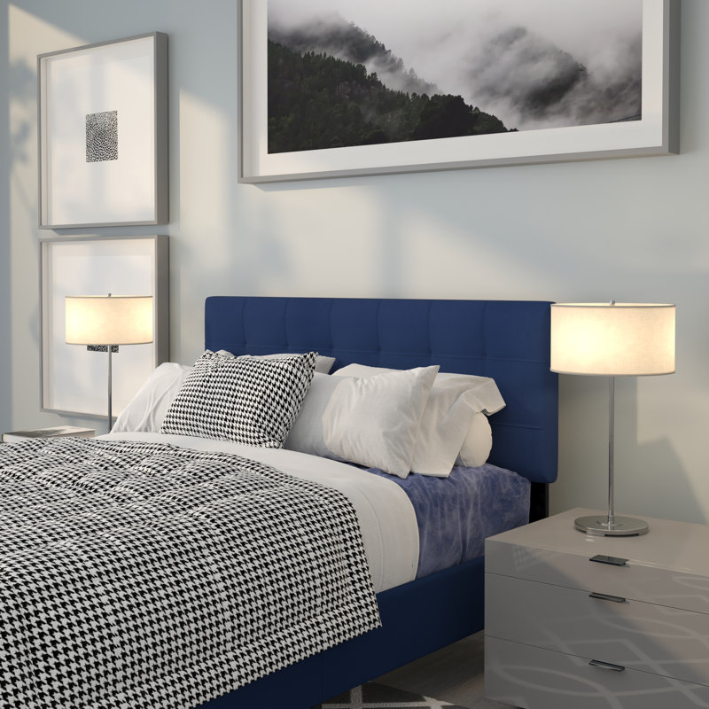 Tête de lit tapissier capitonnée Ciriaca, Double, Bleu marine