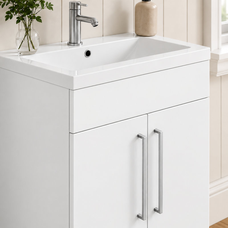 515 mm Freestanding Single Vanity, Gloss white
