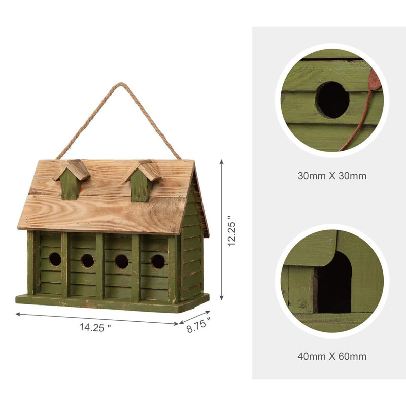 Cabane à oiseaux 12 po x 14 po x 9 po Borrayo