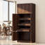 Armoire de rangement haute autoportante de 71 pouces de hauteur avec portes et tablettes, tablettes réglables, bois de catégorie E1, noyer pour garde-manger, armoires de garde-manger pour rangement, armoire