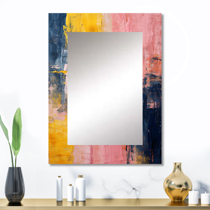 Célébration de la destinée abstraite, peinture or rose I - peinture abstraite, miroir mural doré, reproduction d'art en métal