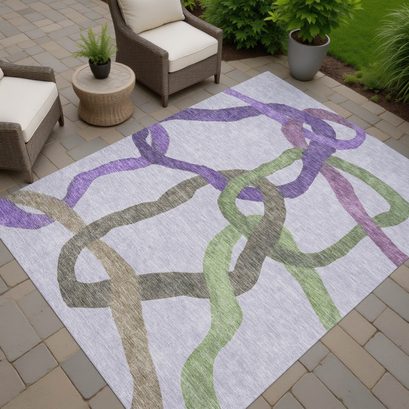 Machine Washable Indoor/Outdoor Lanning ACN2394 Abstract Rug, Rectangle 2'6" x 3'10"