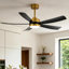 Ventilateur de plafond d'intérieur à DEL à intensité variable, doré / noir, avec éclairage 52 po et télécommande Amalfi