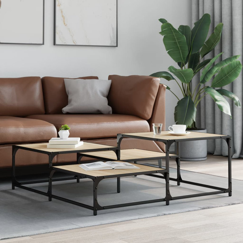 Hovis Four Leg Coffee Table, 40cm H x 107cm W x 107cm D, Sonoma Oak