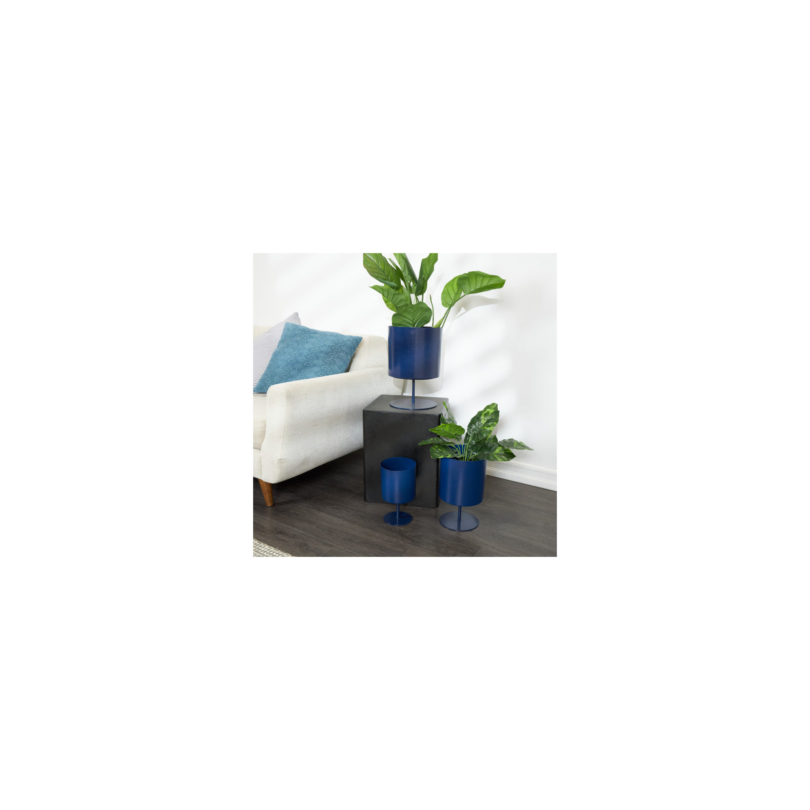 Gabriele Metal Pot Planter - Set of 3, Blue