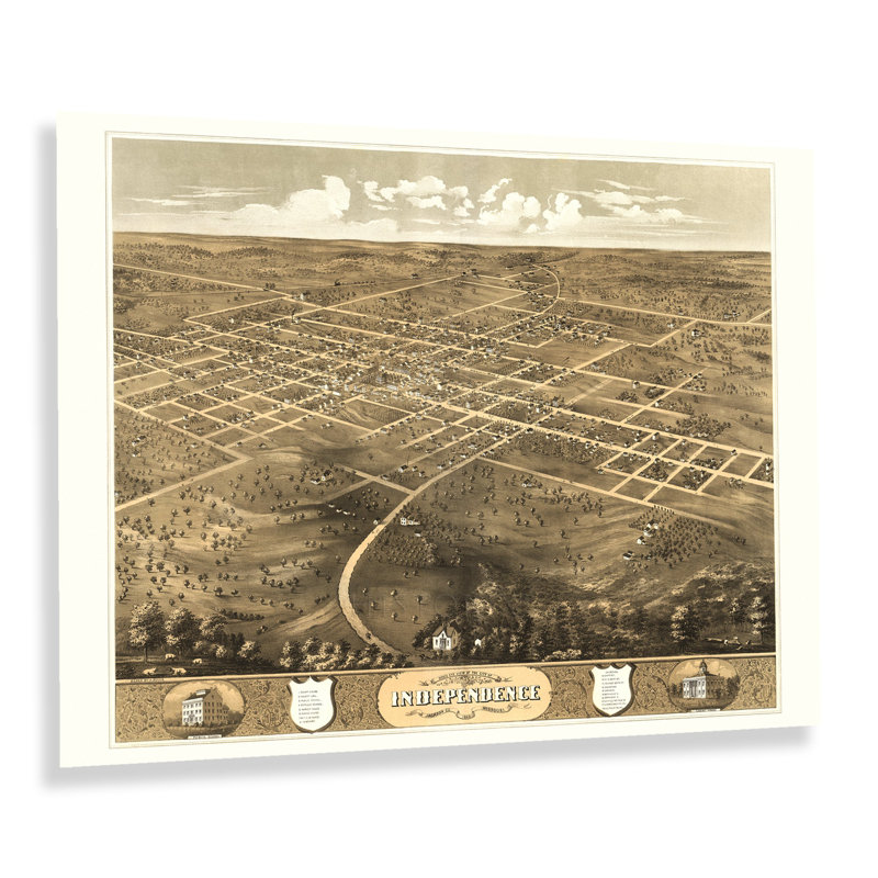 «1868 Independence Jackson County Missouri Map Wall Art» sur papier, H 18 po x l 24 po