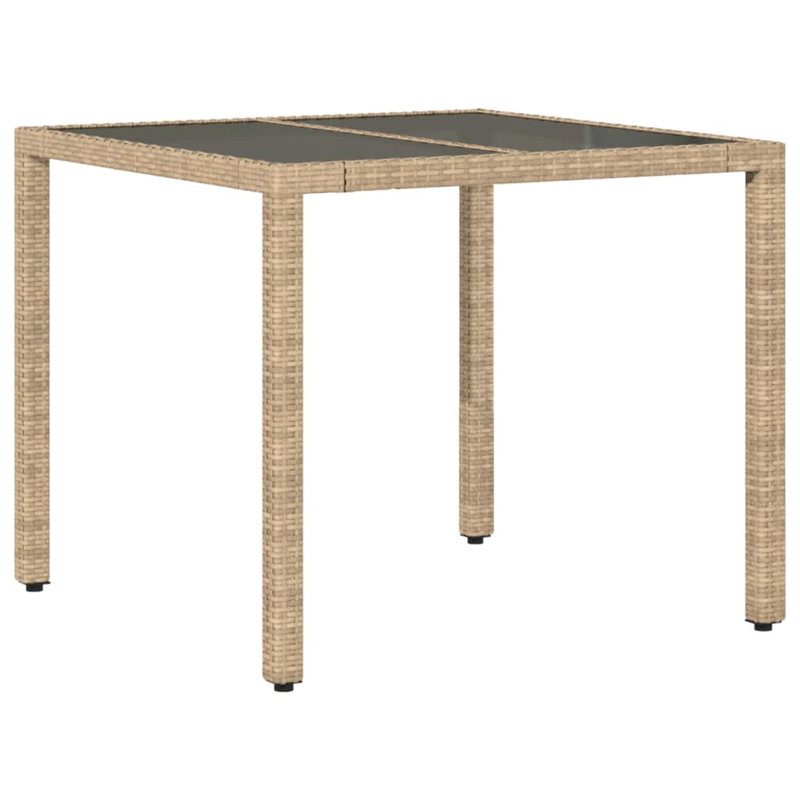 Table de patio avec plateau en verre, Beige