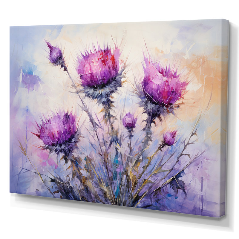 Thistles royal royal, H 30 po x l 40 po x P 1,5 po, Toile tendue