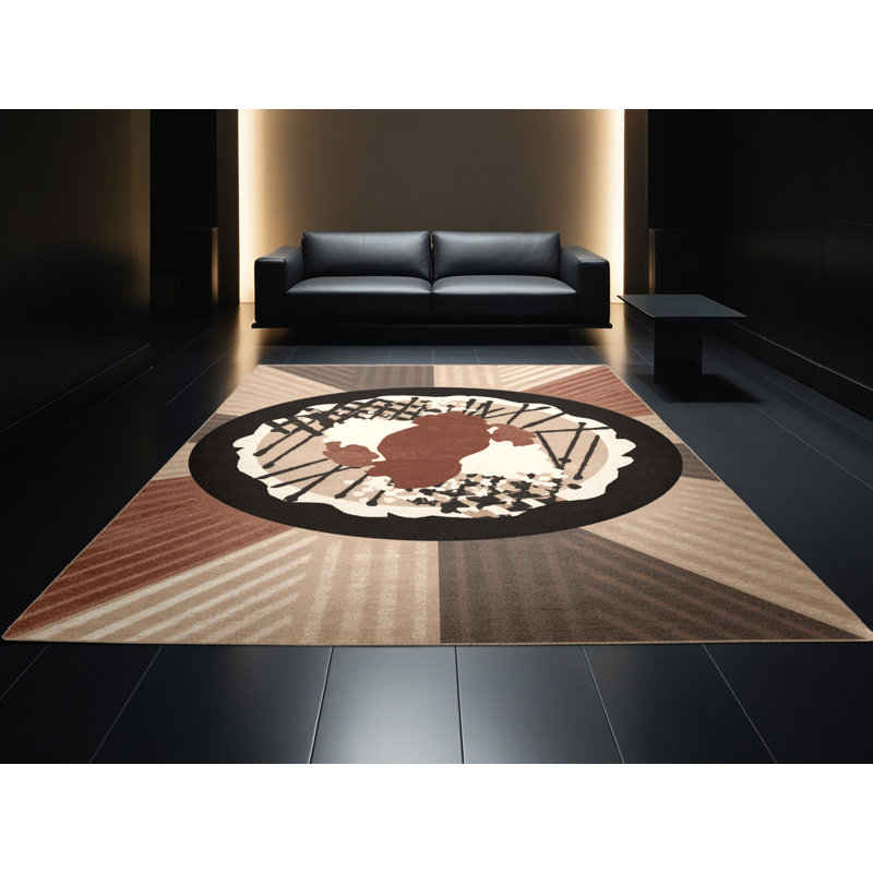 Machine Washable Food And Beverage Okonomiyaki Global Inspired Block Print Rug in Beige – Beige Binding, 6x9