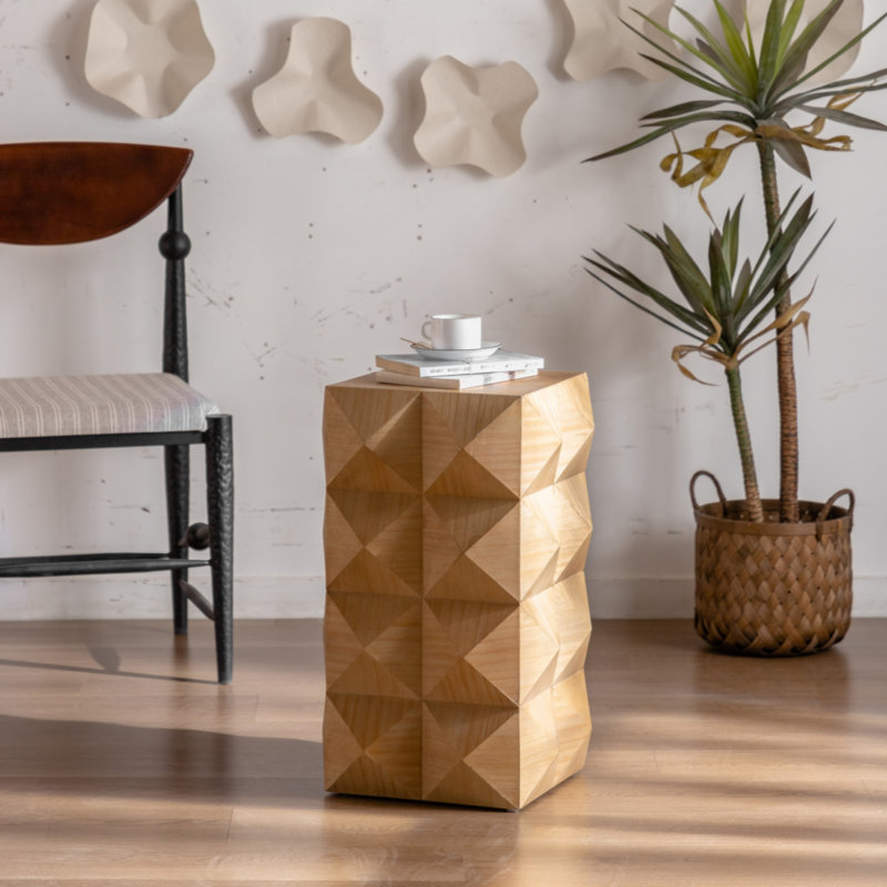 23.62"Height Three-Dimensional Embossed  Pattern Design Retro Side Table Retro Furniture
