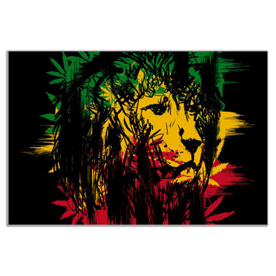 Rasta Lion Jamaican Dreadlocks - Wrapped Canvas Print