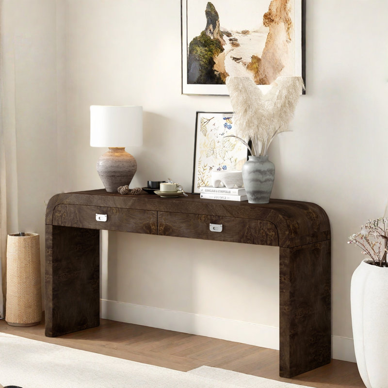 Table d'entrée moderne avec 2 tiroirs, Dark Brown