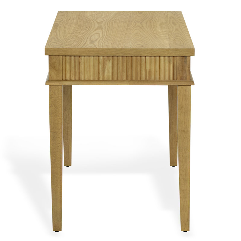 Shelbie 1 Drawer Reeded Desk, Greige Oak