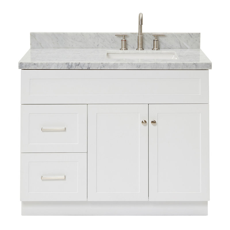 Hamlet 43'' Single Bathroom Vanity with Carrara Marble Top, White